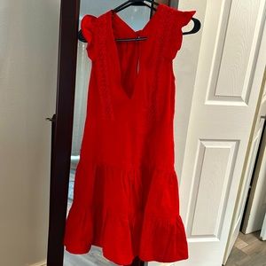 Red deep v-neck dress